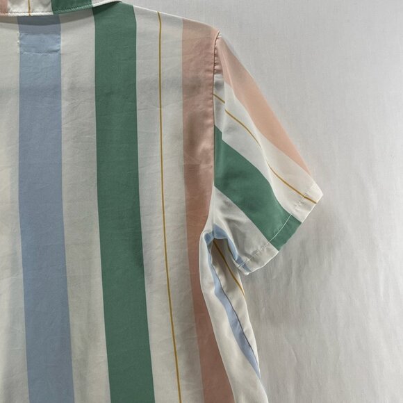 Marine Layer Doze Resort Shirt Womens XS Short Sleeve Pastel Striped Multicolor - Picture 7 of 9
